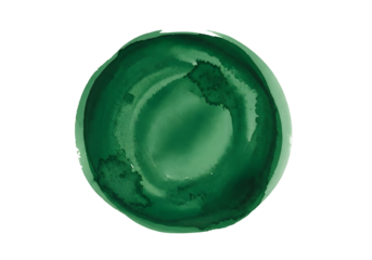 Dark green watercolor circle isolated on transparent background with soft edges