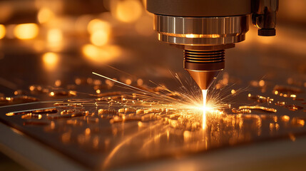 Industrial laser machinery meticulously cutting and welding metal sheets