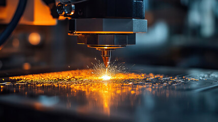Industrial laser machinery meticulously cutting and welding metal sheets
