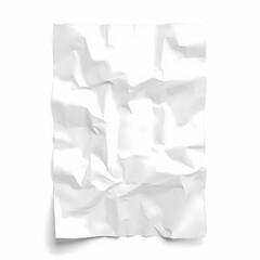 Crumpled white paper on a plain background for creative uses