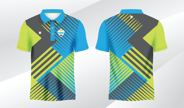 blue green polo sport shirt sublimation jersey template