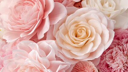 Flowers in Different Shades and Shapes Arranged Together With Soft Colors in a Simple Setting