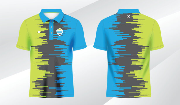blue green polo sport shirt sublimation jersey template