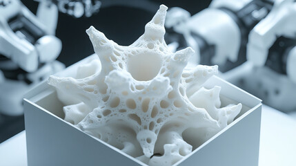 Modern robotic technology constructs detailed foam sculptures with artistic expression