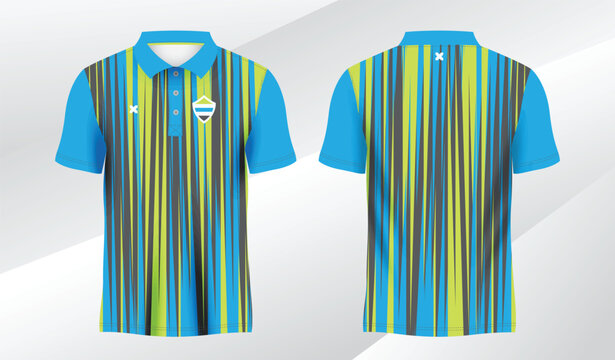 blue green polo sport shirt sublimation jersey template