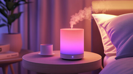 Peaceful and inviting nighttime environment with soothing hues and textures