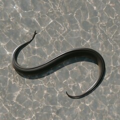 Eel Swims in Clear Water With Sunlight Reflecting on Its Surface in a Natural Setting