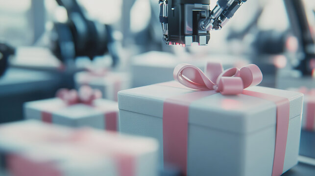 Robotic conveyor system swiftly processes parcels under vibrant lighting - Powered by Adobe