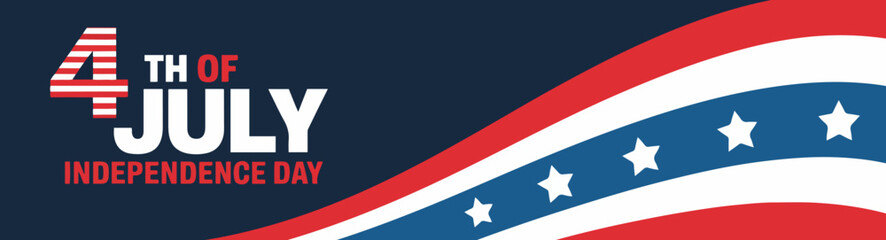 fourth july banner typography design