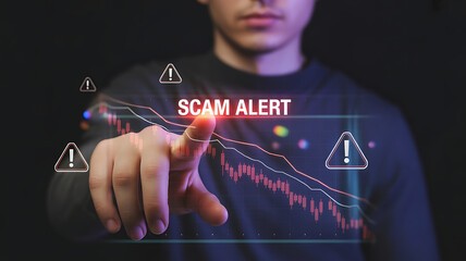 Email Scam Alert On Laptop With Cyber Security Warning Concept
