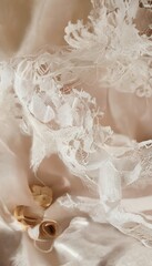 Fototapeta premium Elegant Vintage White Lace Texture for Romantic Wedding Designs