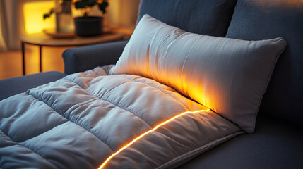 Vibrant neon lights accentuate plush interior design with relaxed atmosphere