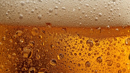 Splash of Bubbles in a Glass With Brown Liquid and Water Droplets