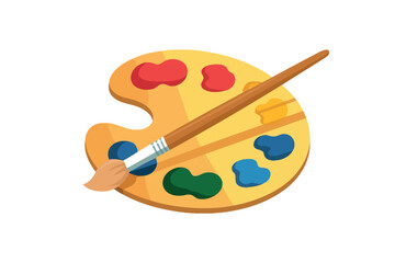 Colorful Paint Palette with Brush