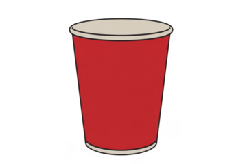 Red disposable cup red cup isolated on a transparent background