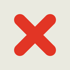 Obraz premium A stark red cross mark symbol against a muted neutral background, representing negation, cancellation, or error