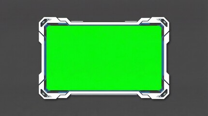Full-screen gaming HUD-style frame template with pure chroma green center