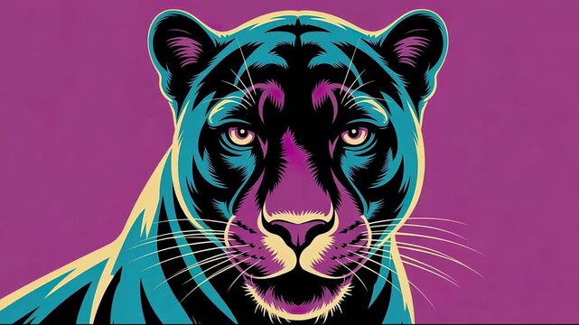Stylized panther portrait with bold colors and graphic style