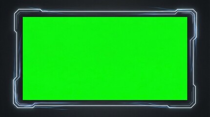 Full-screen neon frame template with pure chroma green center