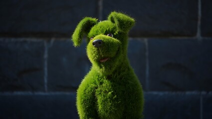 Obraz premium Green Puppet Dog Character CloseUp Portrait Image