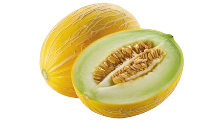 Yellow melons isolated on a transparent background