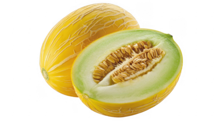 Yellow melons isolated on a transparent background
