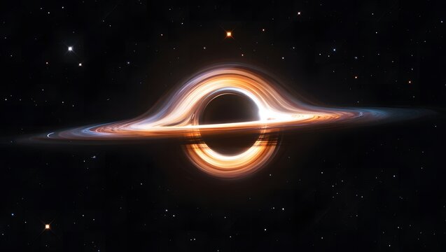 Stunning black hole in space with vibrant orange accretion disk