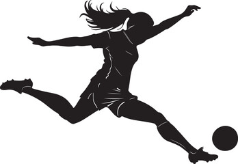 Girl playing football female soccer player in action illustration vector design © Vector Planet