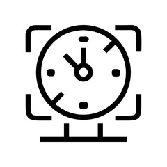 Obraz premium A minimalist vector graphic of a clock with a camera frame around it, symbolizing time and capture