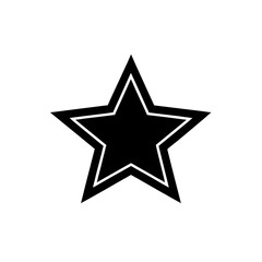 A black star icon with a white outline on a transparent background