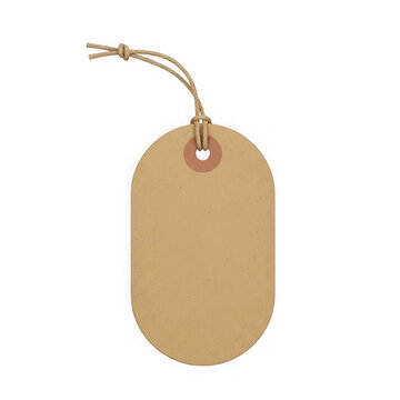 Kraft paper tag with string isolated on a transparent background label brown