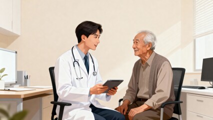 Fototapeta premium Doctor consulting elderly patient in clinic