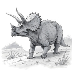 Fototapeta premium dinosaur sketching of triceratops