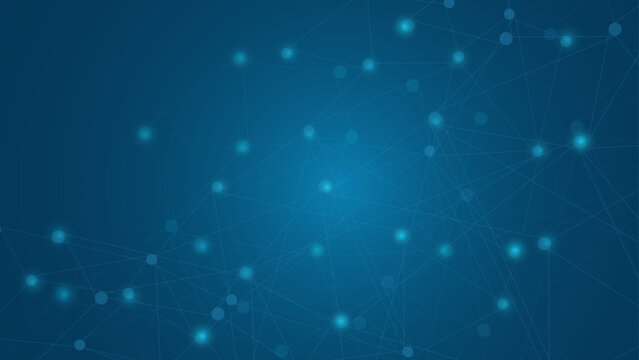 Abstract Technology Network Background with Connected Dots and Lines on Blue Gradient