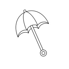A black and white drawing of an umbrella