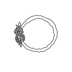 A white flower wreath with a black border