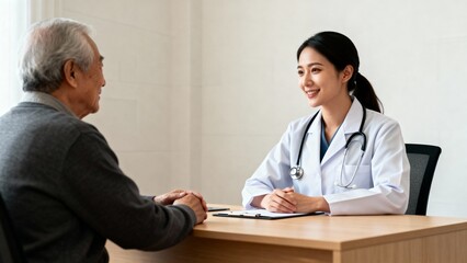 Doctor consulting elderly patient