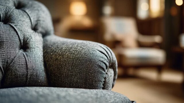 Medium shot of durable clawproof upholstery fabric showcasing resistance to pet scratches in a cozy living room setting.