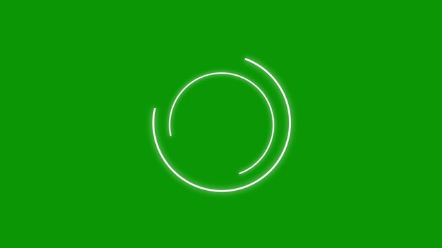 Circles and line art animation, Loding round shape motion icon, load game data, Loding round shape animation, Icon motion element, Technology icon motion graphic, on a green background. 4k video