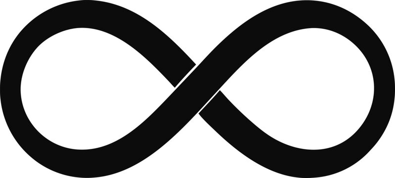 Black infinity symbol graphic for timeless and endless concept