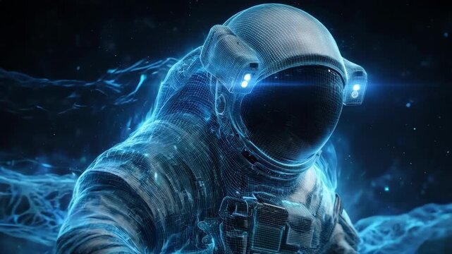 Medium shot of a futuristic fabric cosmic radiation shield gently enveloping an astronaut designed with advanced fibers to block harmful cosmic rays in deep space missions