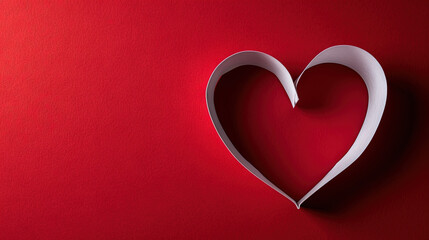Heart made of paper on white background with copy space for Valentine's Day greeting card