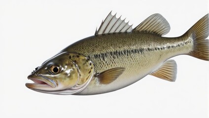 Naklejka premium A largemouth bass fish isolated on a clean white background.