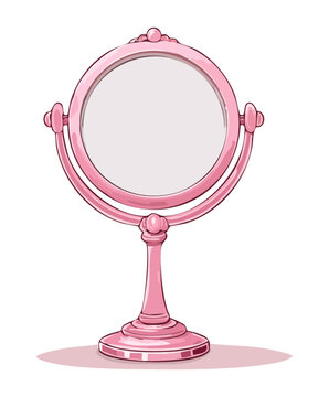 simple pink standing mirror for beauty vanity and elegant feminine grooming accessory for dressing table decor