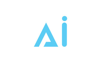 Modern blue artificial intelligence logo concept. Futuristic digital tech emblem  design.