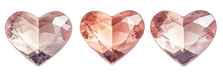 Valentine's day hearts, love symbols, pink diamonds, romantic designs, isolated on transparent background