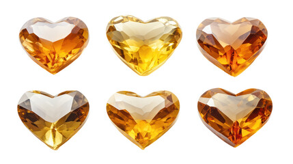 Golden heart gems, valentine love jewelry, romantic gifts, isolated on transparent background