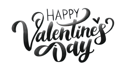 Happy valentine's day hand lettering on transparent background