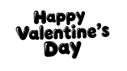 Bold Happy Valentine's Day Text Message on Isolated White Background