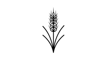 Fototapeta premium Minimalist Single Wheat Ear Silhouette Representing Natural Organic Grains on Isolated White Background